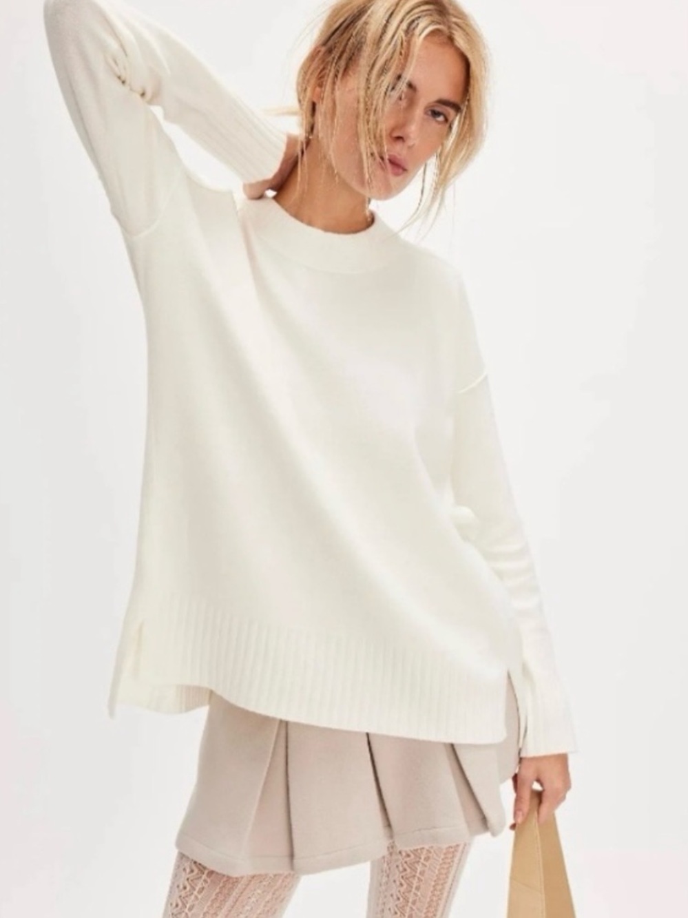 Free People Phoebe Pullover Crewneck Wool Blend Sweater Size S Chic Fall Preppy